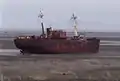 L'épave du Desdémona, au sud du cap San Pablo, à marée basse.
